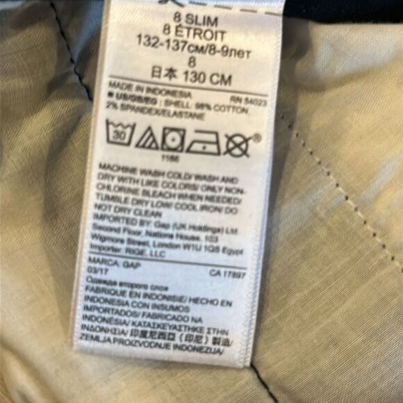 Gap Boys Navy Blue Slim Straight Sdjustable Waist Slim Pants - Size 8 - Picture 6 of 7